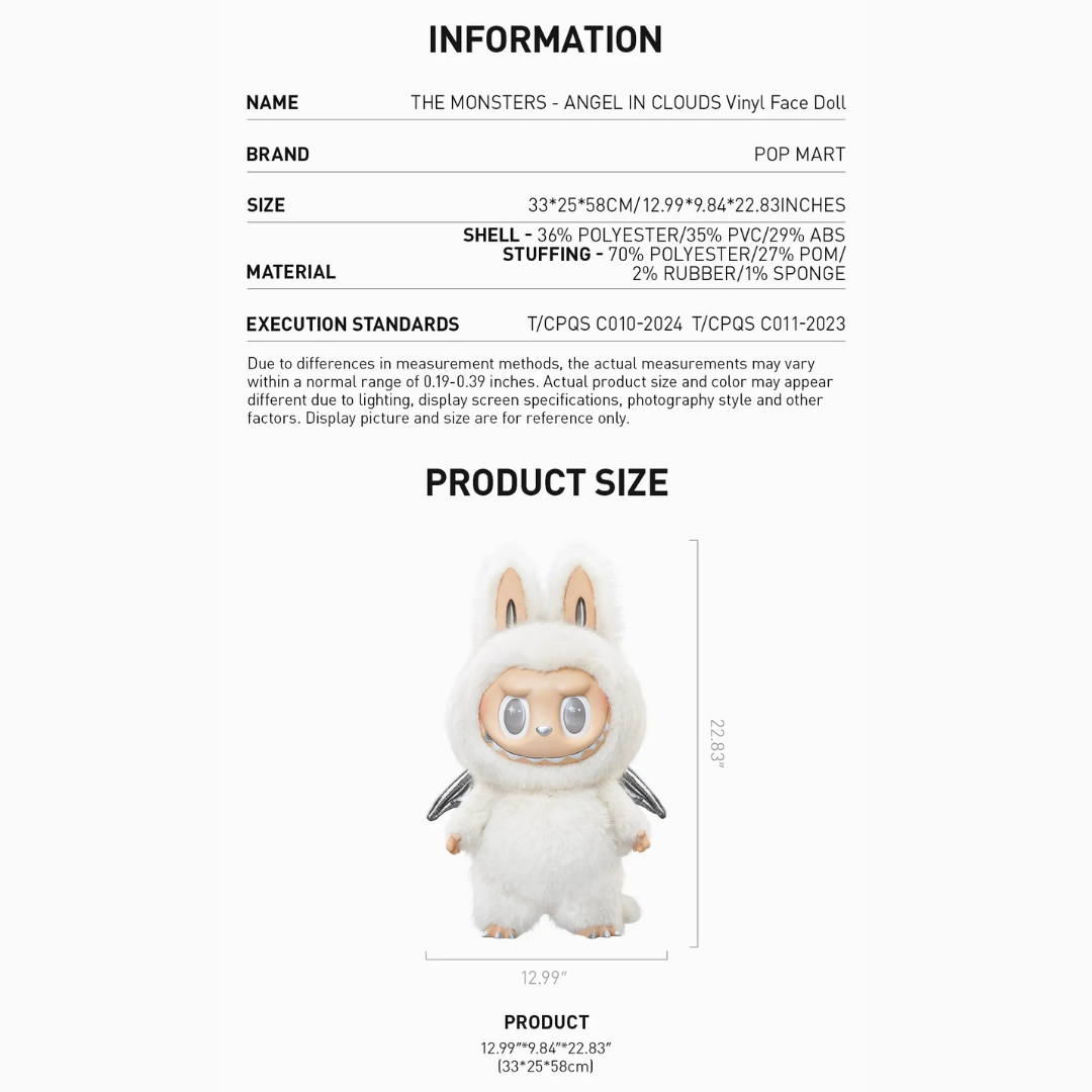 POP MART THE MONSTERS - ANGEL IN CLOUDS Vinyl Face Doll