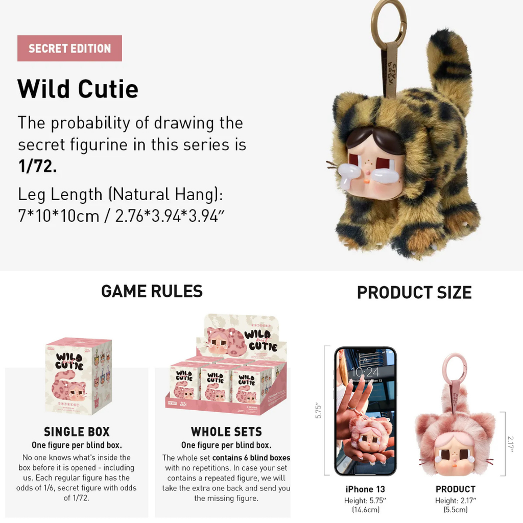 POP MART CRYBABY Wild but Cutie Series - Vinyl Plush Pendant Blind Box