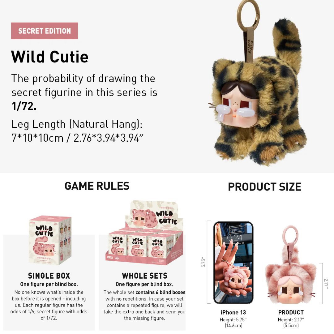 POP MART CRYBABY Wild but Cutie Series - Vinyl Plush Pendant Blind Box